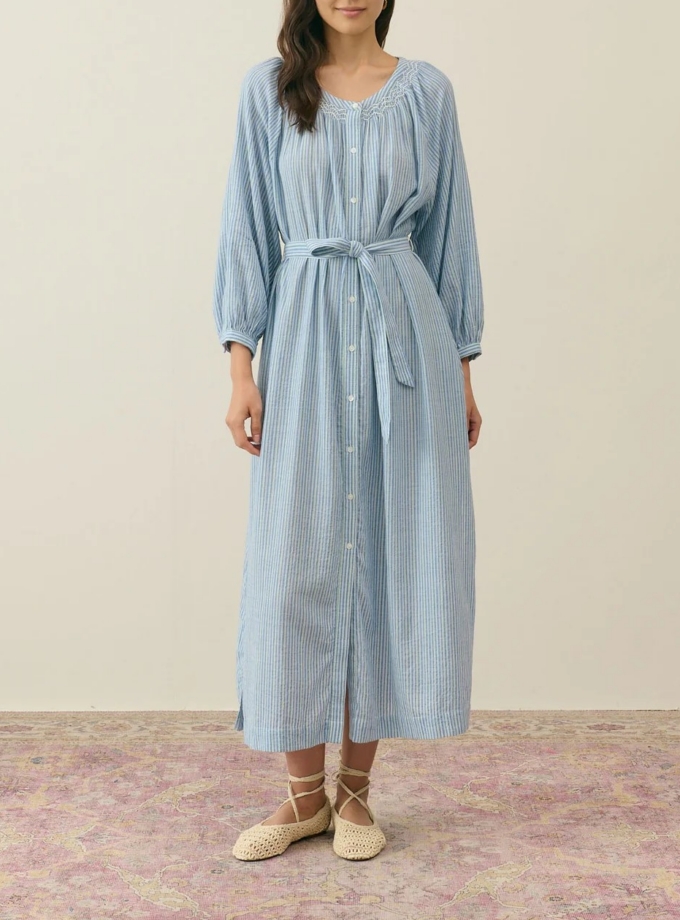 vestido largo rayas azul