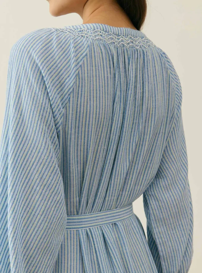 vestido largo rayas azul