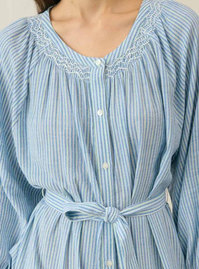 vestido largo rayas azul