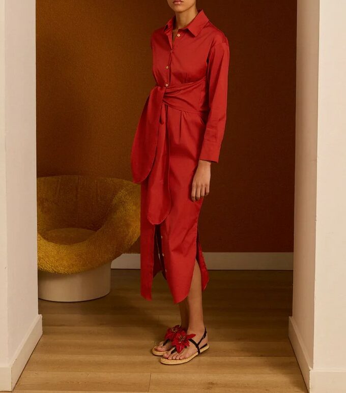 Vestido camisero popelín