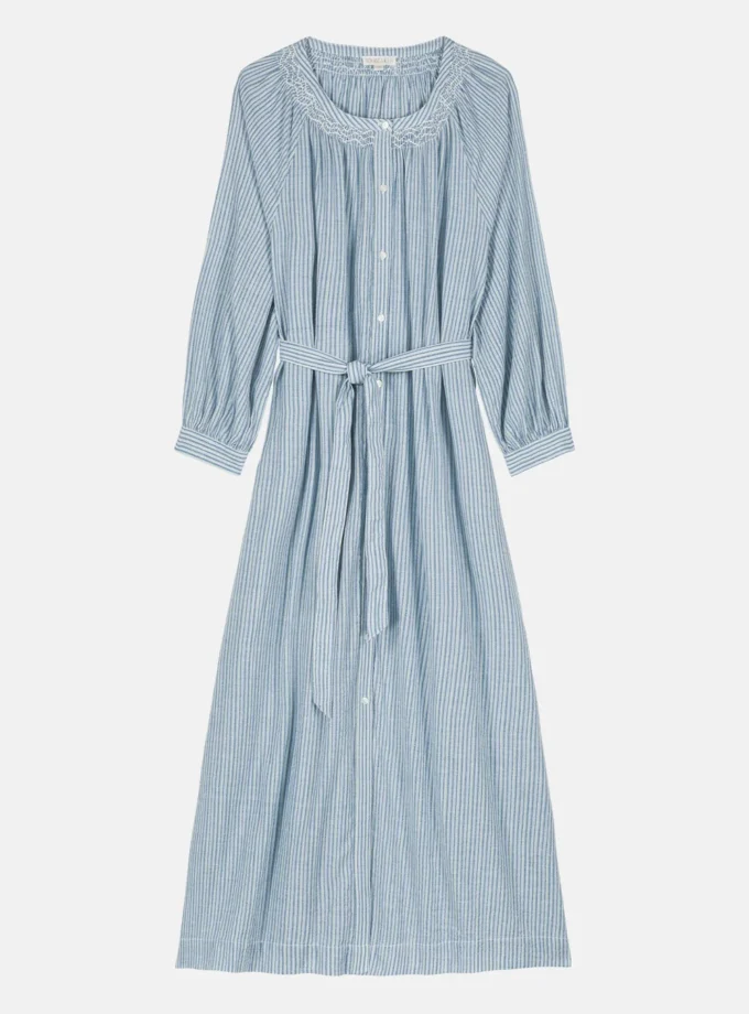 vestido largo rayas azul