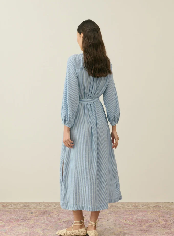 vestido largo rayas azul